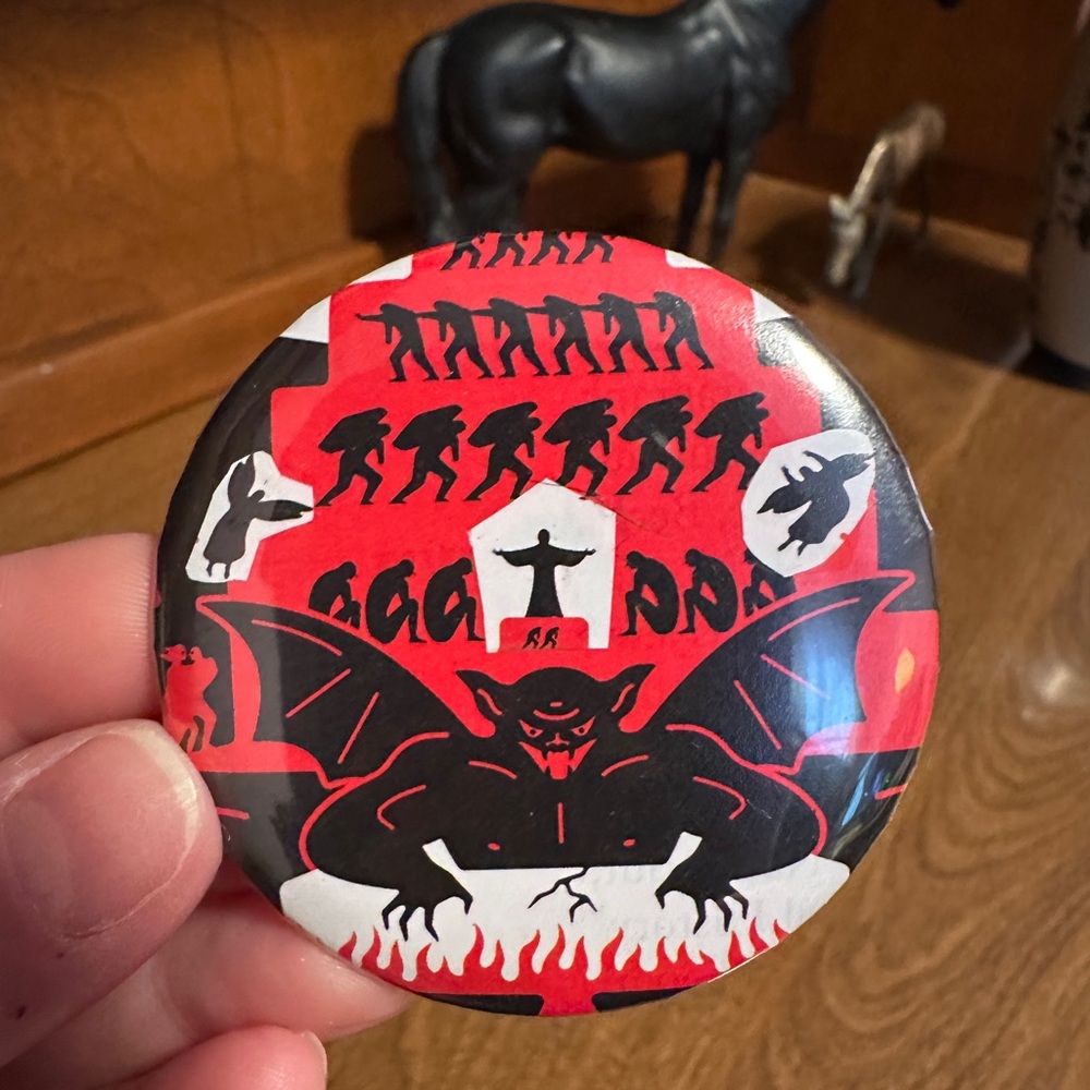 Set of 2 hand made Art collage Red and Black Graphic Button Pin